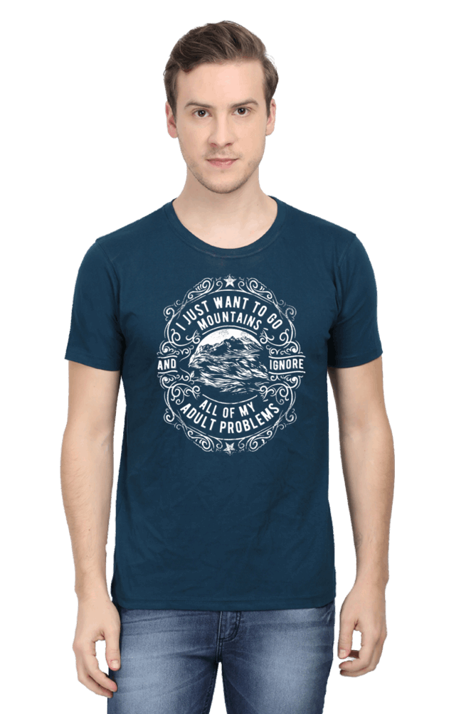 I Just Want To Go Mountains Men's T Shirt Petrol Blue