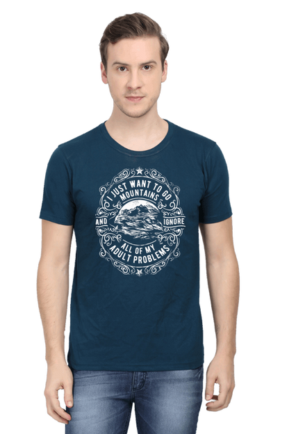 I Just Want To Go Mountains Men's T Shirt Petrol Blue