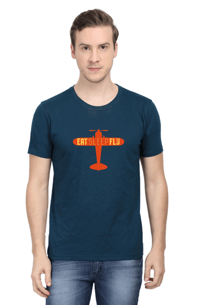 Eat Sleep Fly Men's T Shirt Petrol Blue