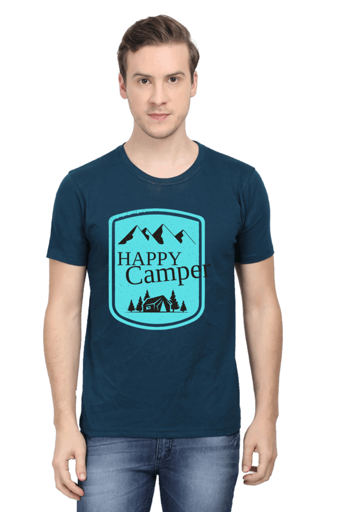 Happy Camper Men's T Shirt Petrol Blue