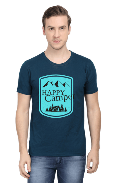 Happy Camper Men's T Shirt Petrol Blue