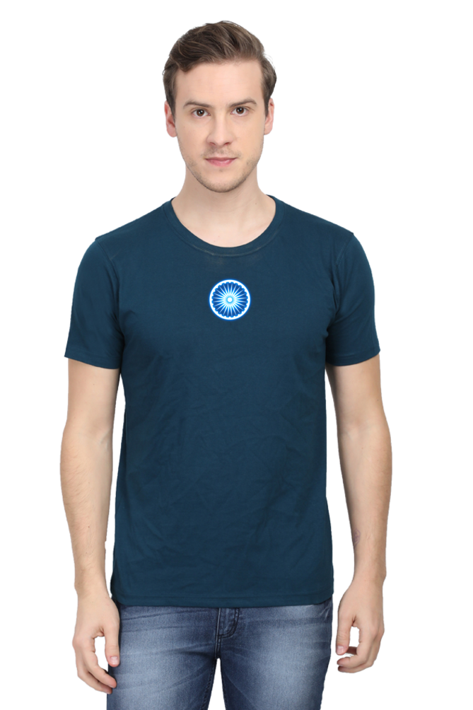 Ashoka Chakra Independence Day T Shirt Petrol Blue