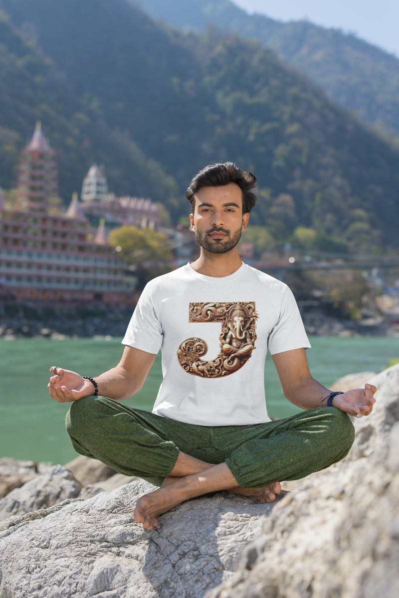 Stylish J Alphabet Ganesh Chaturthi Mens Tshirts