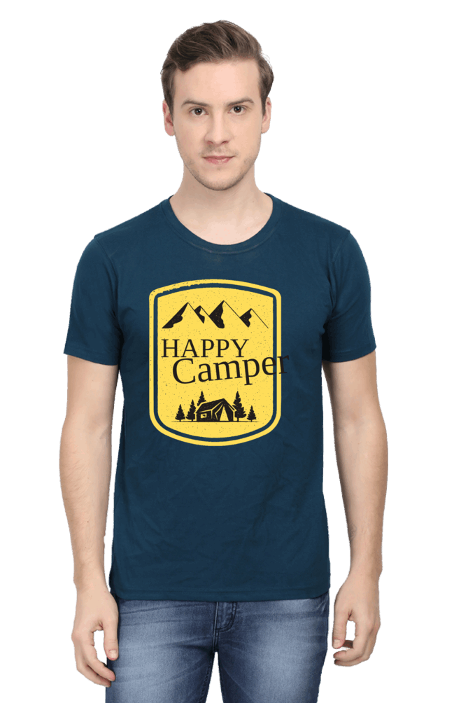 Happy Camper Men's T Shirt Petrol Blue