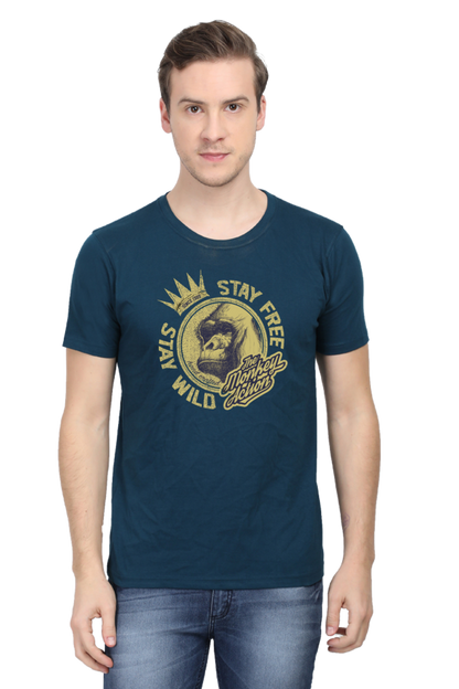 Monkey Action Men's T Shirts Petrol Blue