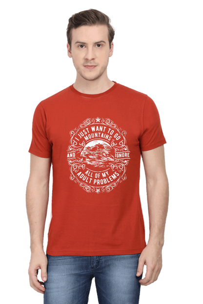 I Just Want To Go Mountains Men's T Shirt Brick Red