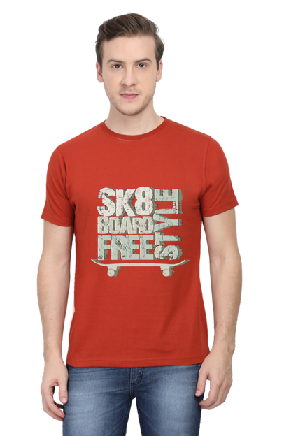 Skate Board Free Style Men's T Shirt Brick Red