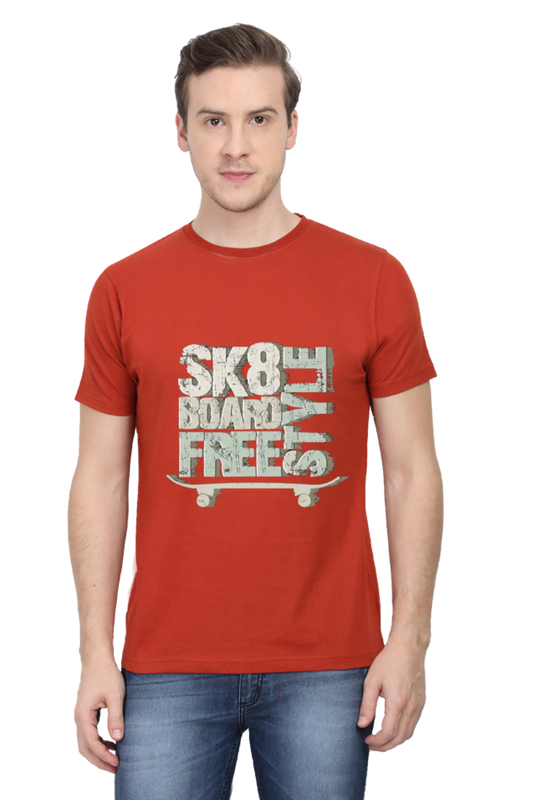 Skate Board Free Style Men's T Shirt Brick Red