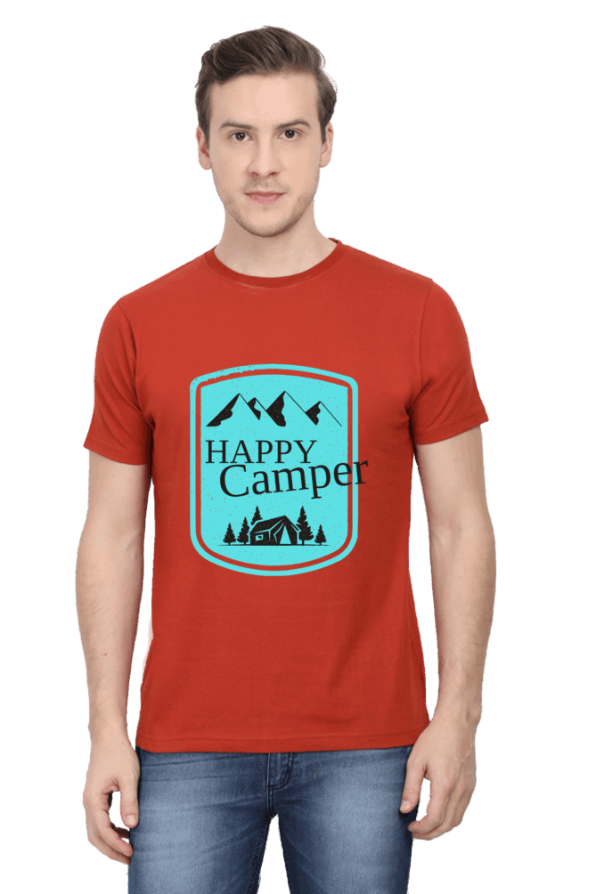 Happy Camper Men's T Shirt Brick Red