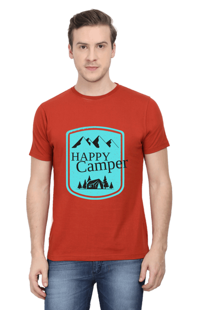 Happy Camper Men's T Shirt Brick Red