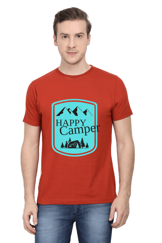 Happy Camper Men's T Shirt Brick Red