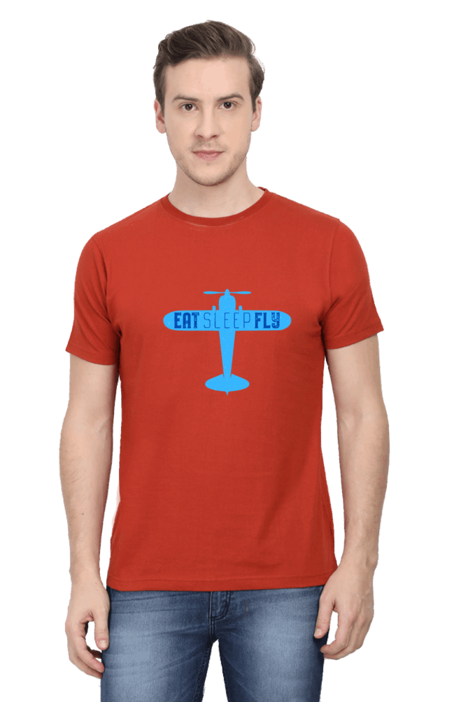 Eat Sleep Fly Men's T Shirt Brick Red