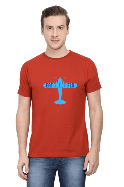 Eat Sleep Fly Men's T Shirt Brick Red