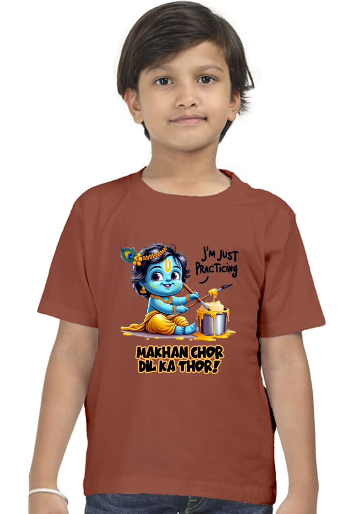 Makhan Chor Dil Ka Thor Janmashtami Boy's T Shirts