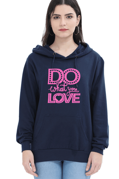 "Do What you Love" Hooded Sweatshirt for Girls and Women Navy Blue