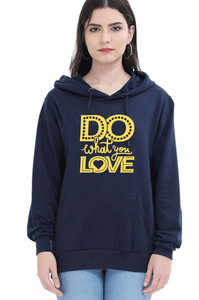 "Do What you Love" Hooded Sweatshirt for Girls and Women Navy Blue