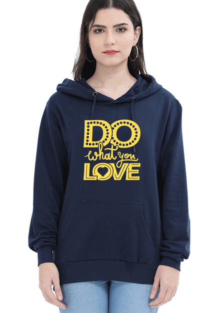 "Do What you Love" Hooded Sweatshirt for Girls and Women Navy Blue