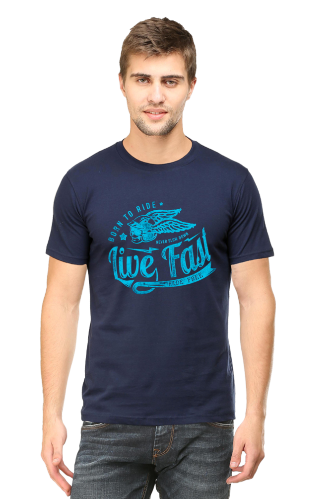 Live Fast Men's T Shirts Navy Blue