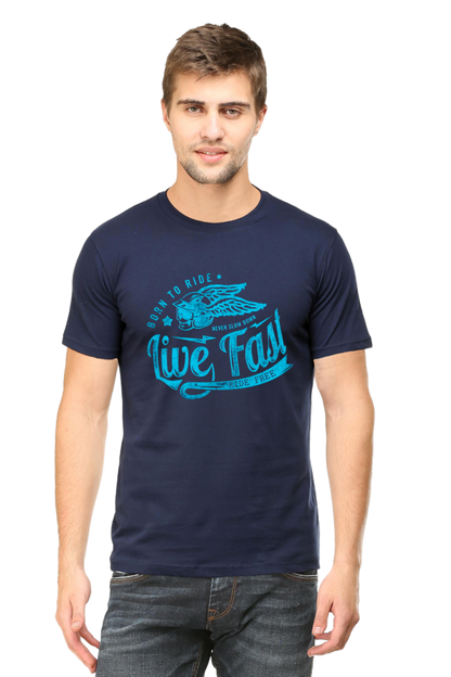 Live Fast Men's T Shirts Navy Blue