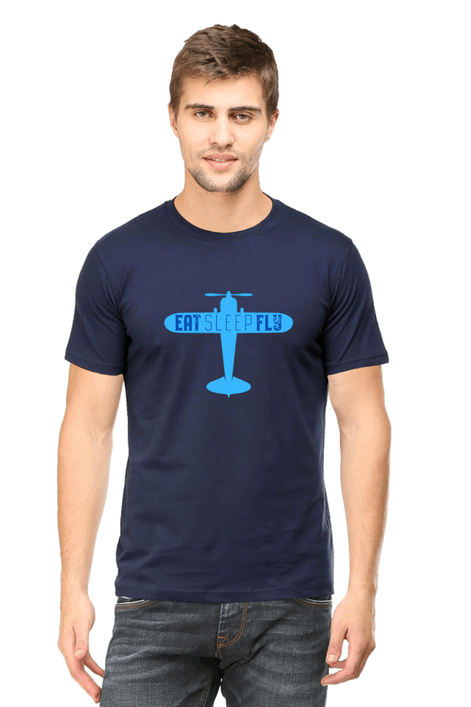 Eat Sleep Fly Men's T Shirt Navy Blue