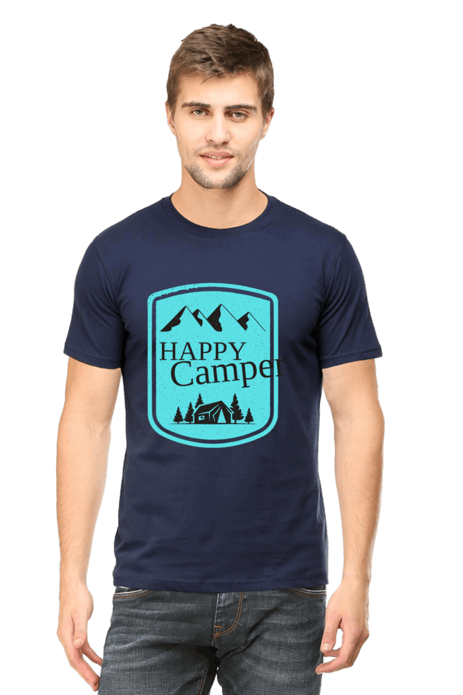 Happy Camper Men's T Shirt Navy Blue