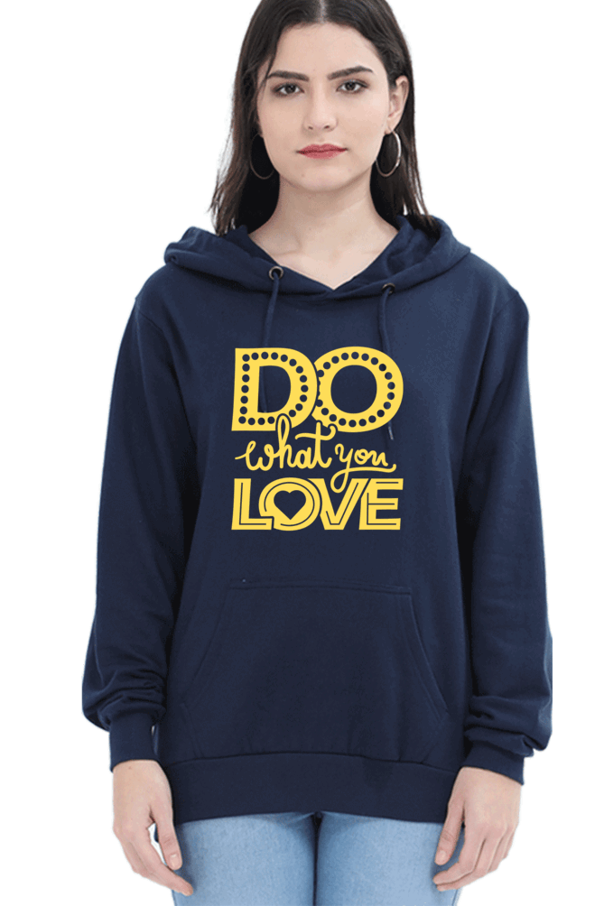 "Do What you Love" Hooded Sweatshirt for Girls and Women - Rainbow Vinyl Print Navy Blue