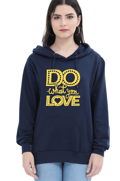 "Do What you Love" Hooded Sweatshirt for Girls and Women - Rainbow Vinyl Print Navy Blue