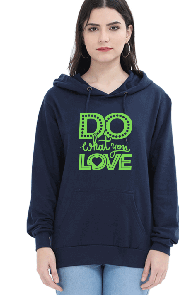 "Do What you Love" Hooded Sweatshirt for Girls and Women Navy Blue