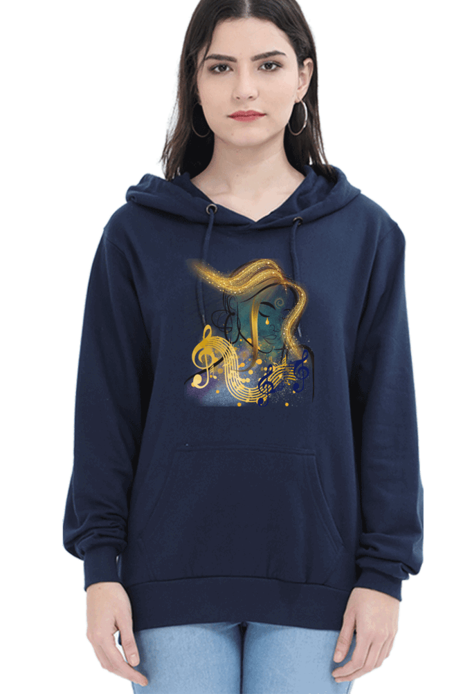 "Divine Elegance" Unisex Hoodie For Women and Girls Navy Blue