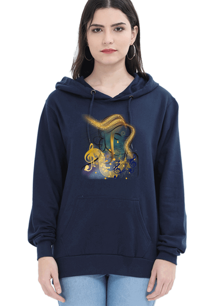 "Divine Elegance" Unisex Hoodie For Women and Girls Navy Blue