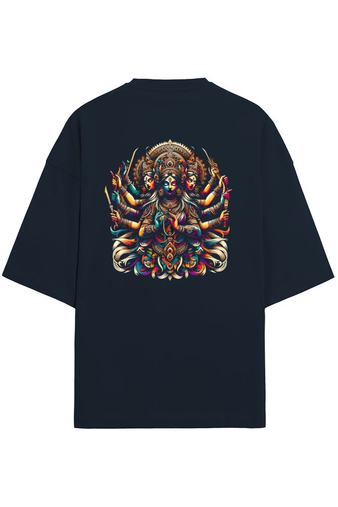 Durga Puja Bengali Oversized T Shirt Navy Blue