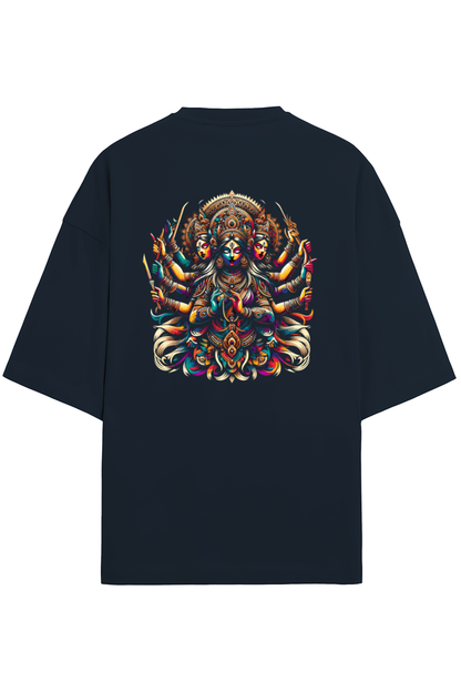 Durga Puja Bengali Oversized T Shirt Navy Blue