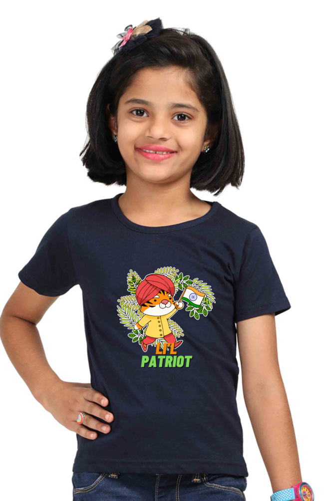 Patriotic Girl's T Shirts Navy Blue