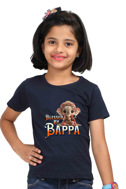 Blessed By Bappa Ganesh Chaturthi Girl's T Shirts