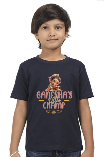 Ganesha's Little Champ Ganesh Chaturthi Boy's T Shirts Navy Blue