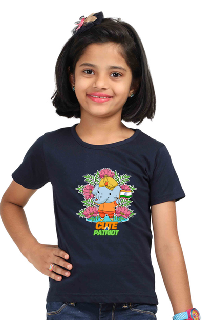 Patriotic Girl's T Shirts Navy Blue