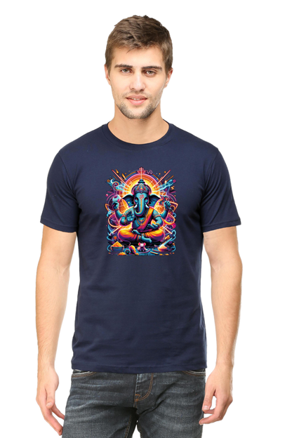 Lord Ganesha 1 Printed Ganesh Chaturthi Men's T Shirts Navy Blue