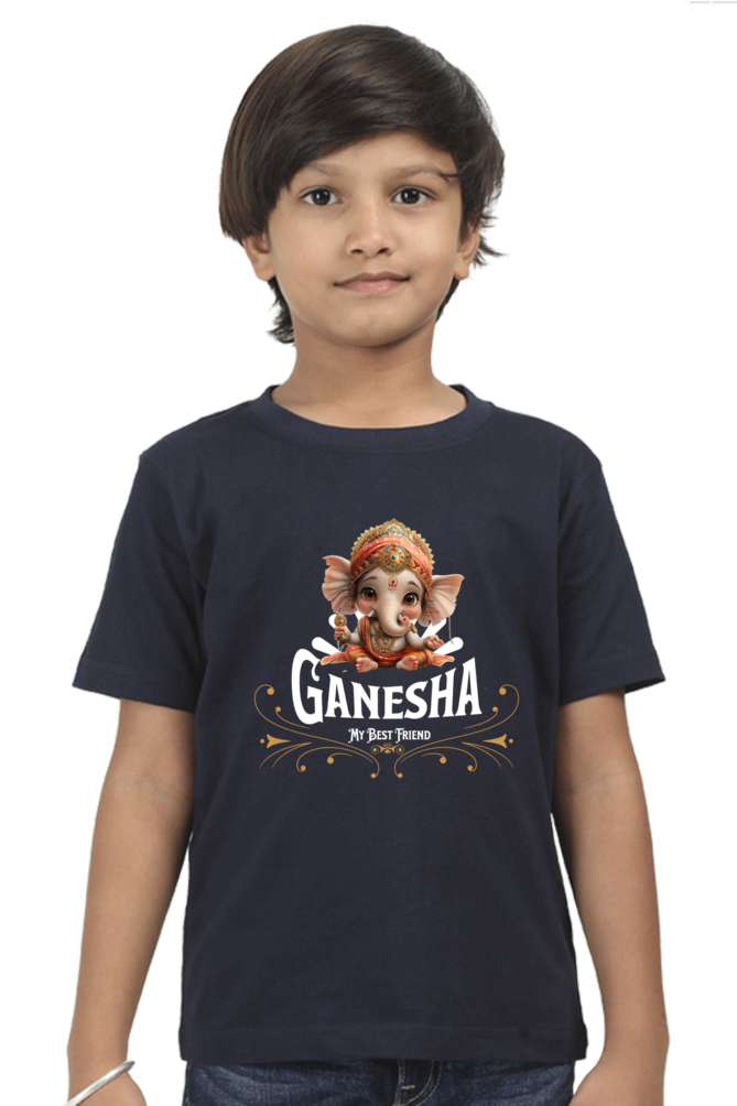 Bal Ganesha Ganesh Chaturthi Boy's T Shirts Navy Blue