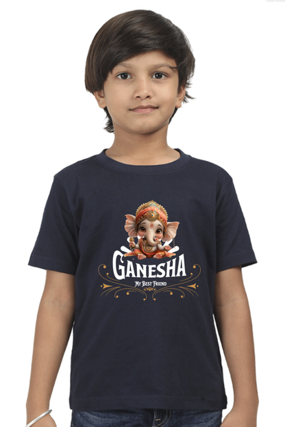 Bal Ganesha Ganesh Chaturthi Boy's T Shirts Navy Blue