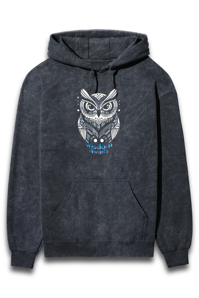 Acid Washed Unisex Hoodie Navy Blue