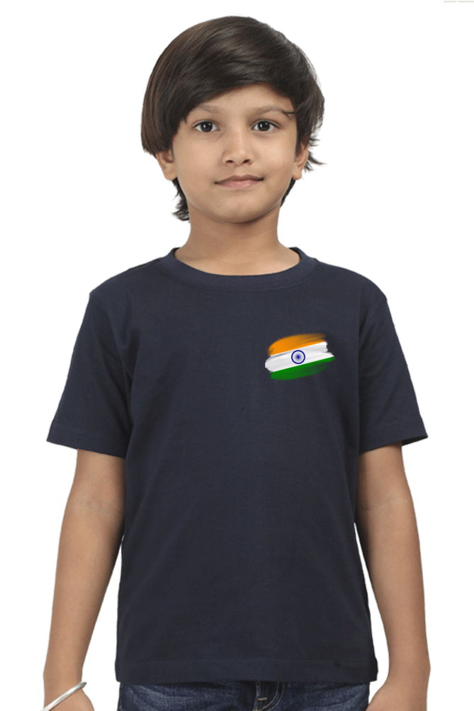 Indian Flag Independence Day T Shirts for Boys Navy Blue