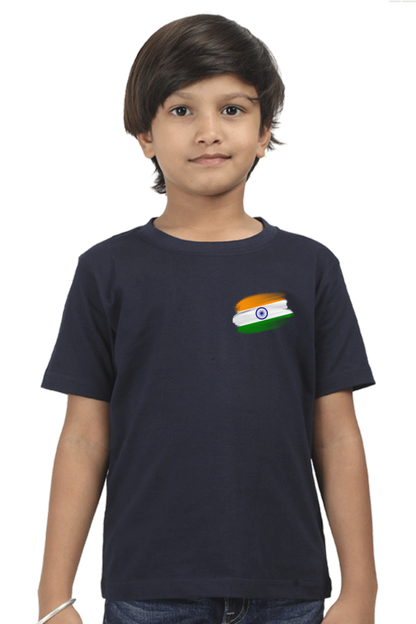 Indian Flag Independence Day T Shirts for Boys Navy Blue