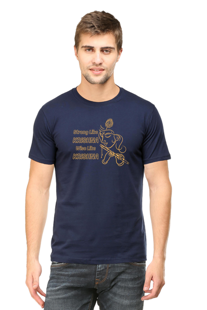 Strong Like Krishna Janmashtami Men's T Shirts Navy Blue