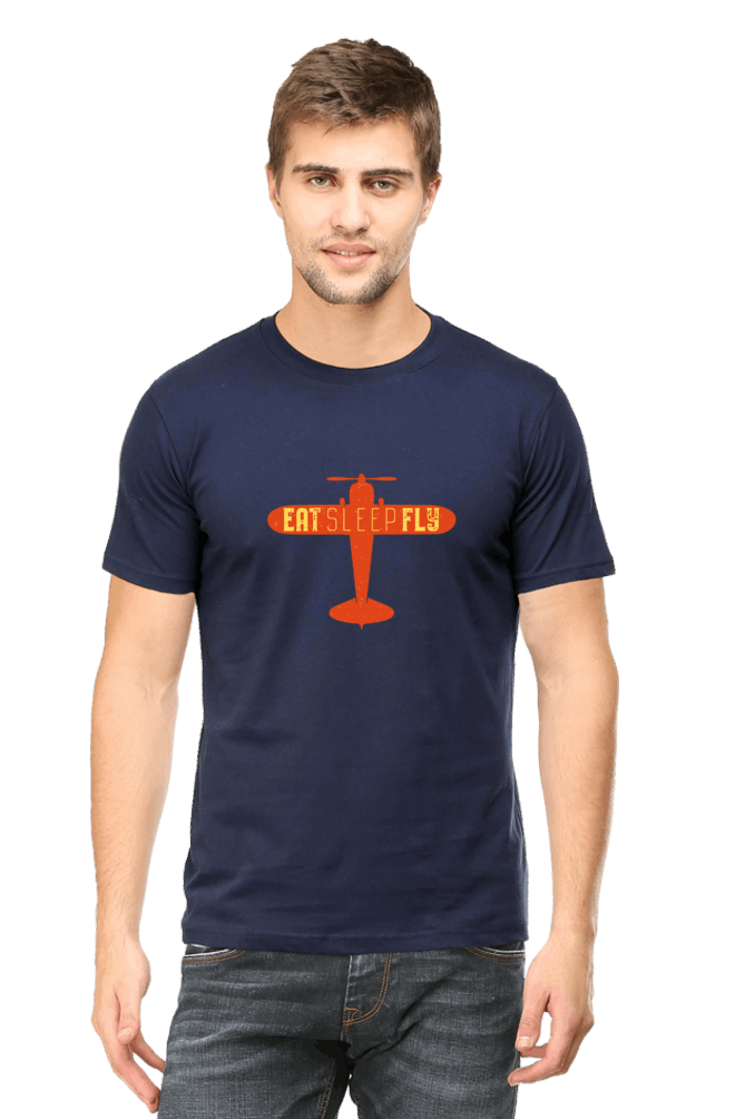 Eat Sleep Fly Men's T Shirt Navy Blue