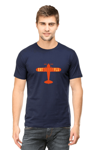 Eat Sleep Fly Men's T Shirt Navy Blue