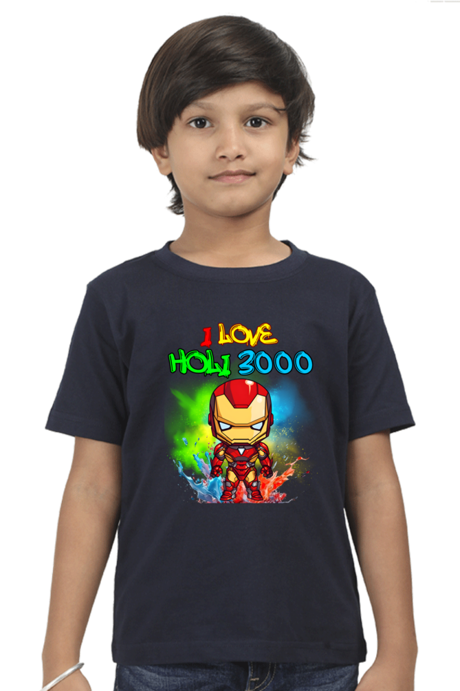 I Love Holi 3000: Boys' Kid Tee Navy Blue