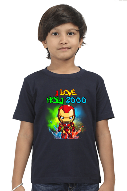 I Love Holi 3000: Boys' Kid Tee Navy Blue