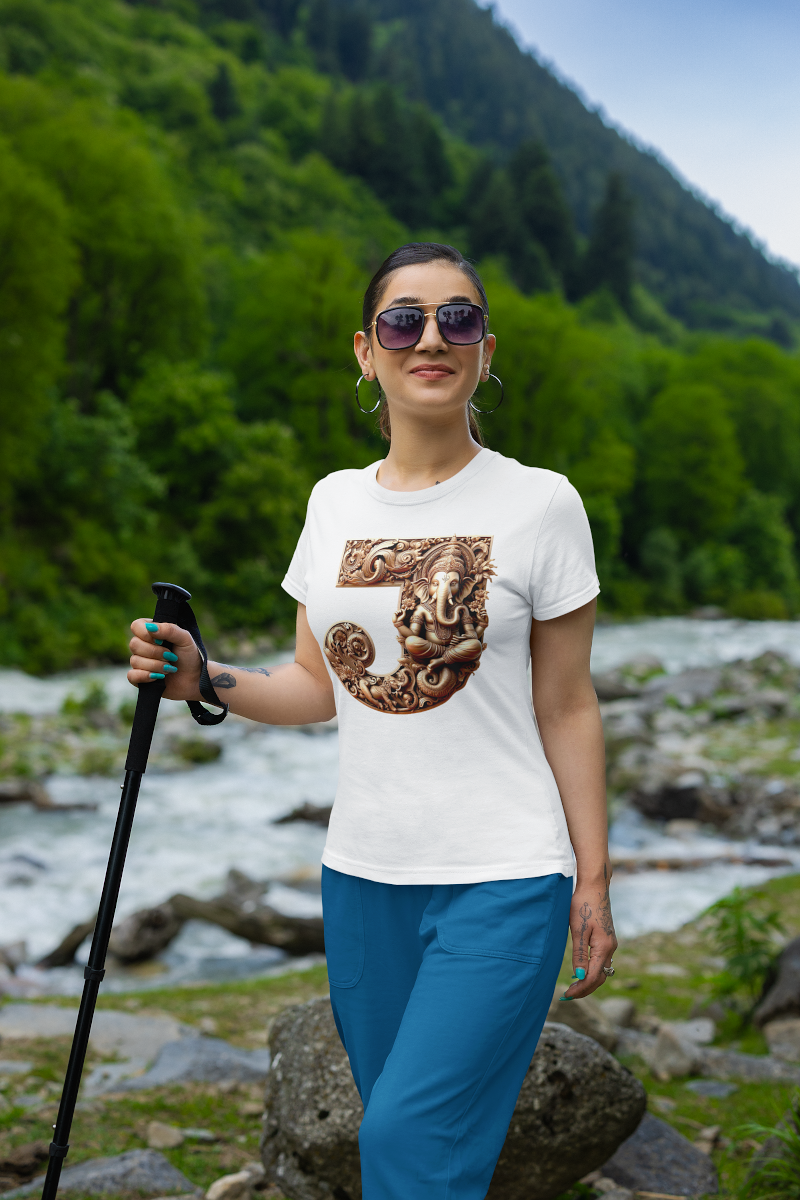 Stylish J Alphabet Ganesh Chaturthi Women T Shirts