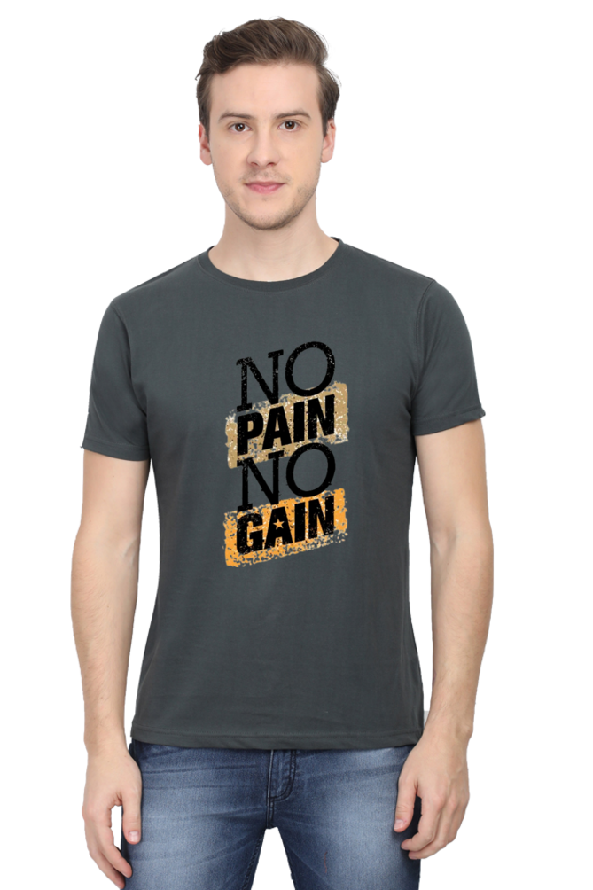 No Pain No Gain Gain Men's T Shirt Steel Grey