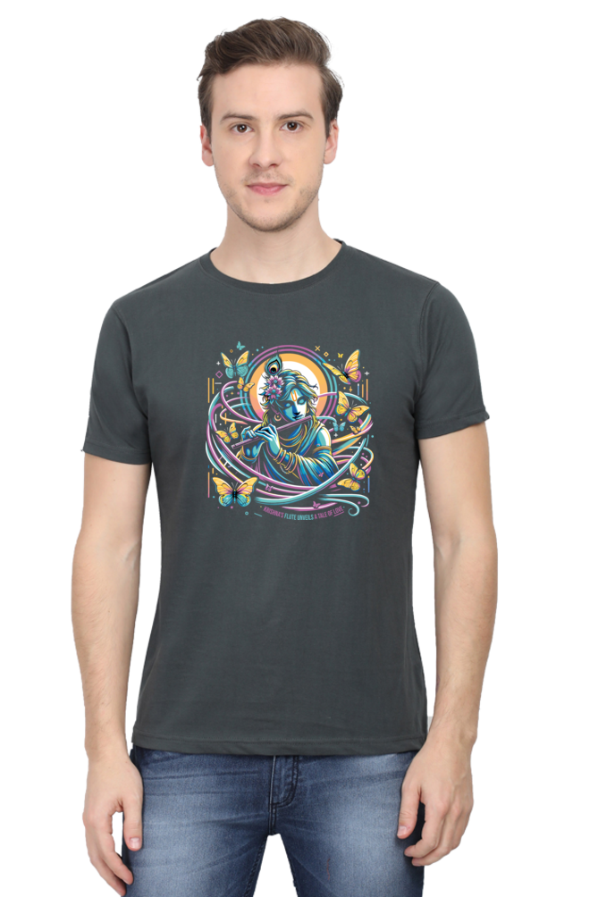 Krishna_s Flute Janmashtami Men's T Shirts Steel Grey